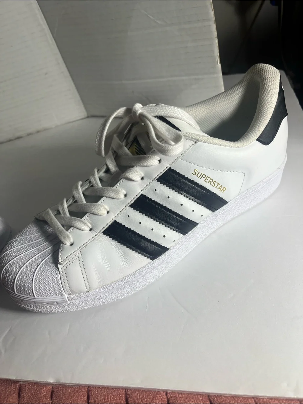 adidas White Sneakers with Black Stripes